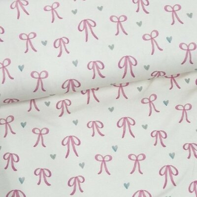 wit (off white) lila roze Strikjes & Hartjes - digitale french terry (op=op)