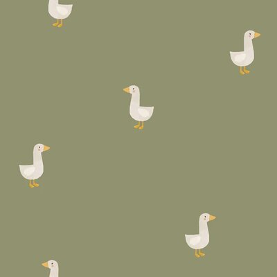 groen (olijf oud) wit Gansjes digitaal regenjas stof (op=op)