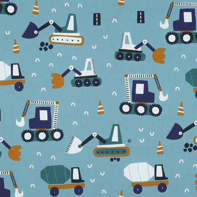  jeans blue beige navy cocoa Work Vehicles excavator concrete truck cotton