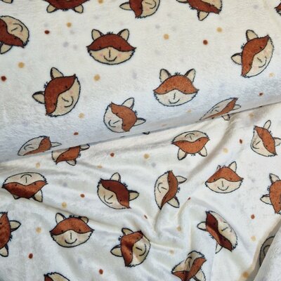 wit (natural) cacao beige Vosjes dubbelzijdig Knuffel fleece (op=op)