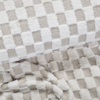 beige Blokjes boucle teddy bont stof