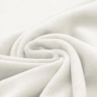 off white cotton small knitted corduroy jersey fabric