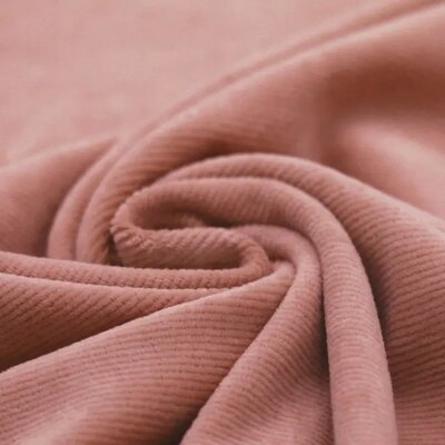 roze-terracotta katoenen smalle ribFluweel tricot (op=op)