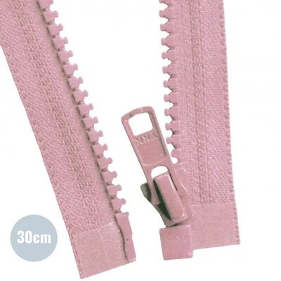 roze (vintage) Deelbare Bloktand Rits YKK Vislon 30cm