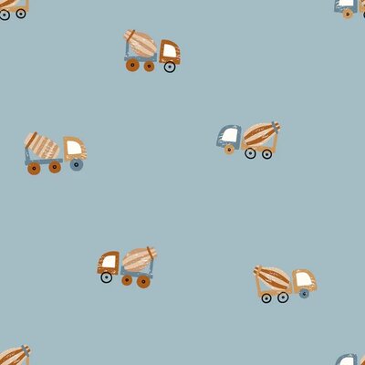 blauw (jeans) camel Betonwagen digitaal regenjas stof (op=op)