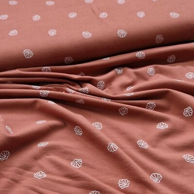 terracotta (licht) wit Schelpjes tricot (op=op)