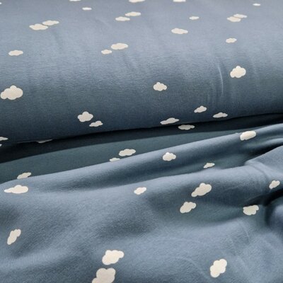 blauw (jeans) wit Wolkjes tricot (op=op)