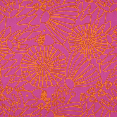 roze (fuchsia) oranje Eden bloemen - fijne poplin katoen Nerida Hansen (op=op)