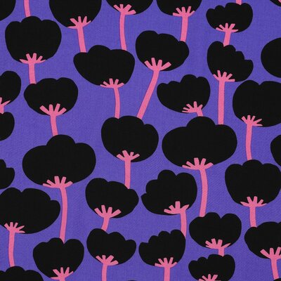 lila (paars) zwart Klaprozen Bloemen - Lenzing Ecovero Viscose Nerida Hansen (op=op)