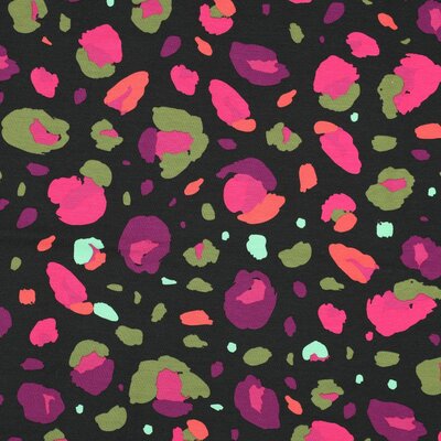 black blush pink green coral mauve Leopard print organic jersey