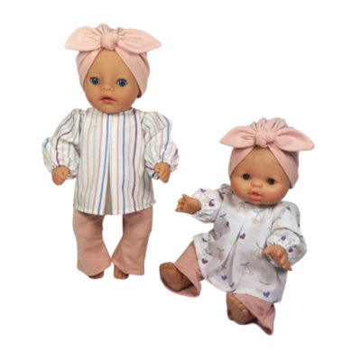 Flared broekje en Blouse en turban Poppen naaipatroon