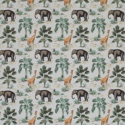 beige (natural) groen camel grijs Jungle Olifant Giraf Palmboom - digitaal tricot (op=op)