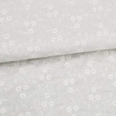 beige (natural) (melee) Lieflijke Bloemetjes linnen viscose broderie