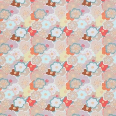 beige roze (nude) zeegroen koraal Abstracte Bloem - digitaal tricot (op=op)