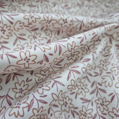 wit (off white) oud roze beige getekende Bloemen tricot (op=op)