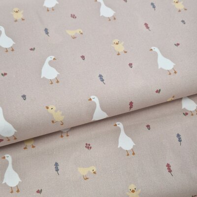 roze (oud poeder) wit beige-camel Ganzen & Gansjes biologische poplin katoen