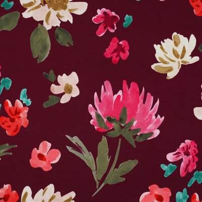 mauve (plum) gekleurde Colette bloemen digitale - french terry Nerida Hansen (op=op)