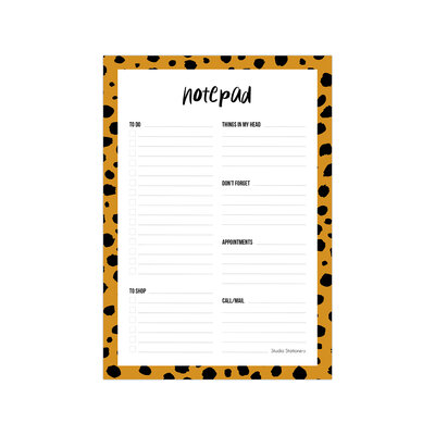wit camel zwart cheetah print NOTITIE boek A5