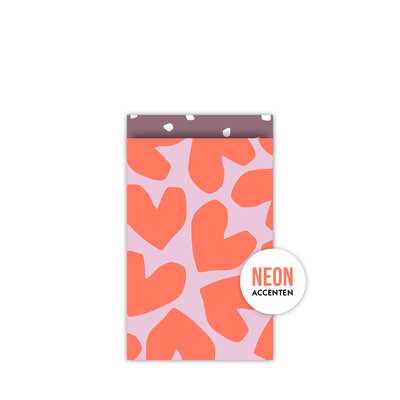 Solo Hearts neon/lila  Kadozakjes 12x19cm