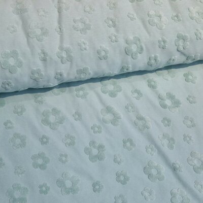 groen (mint vintage) Bloemen badstof tricot (babybadstof) (op=op)