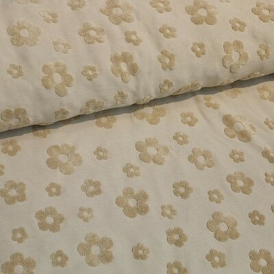 camel (champagne) Bloemen badstof tricot (babybadstof) (op=op)