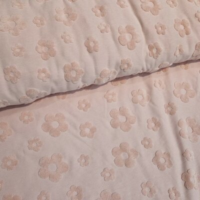 roze (nude) Bloemen badstof tricot (babybadstof) (op=op)