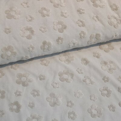 beige Bloemen badstof tricot (babybadstof)