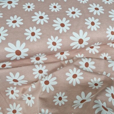 perzik (melee) wit roze-terracotta Madeliefjes bloemen tricot (op=op)