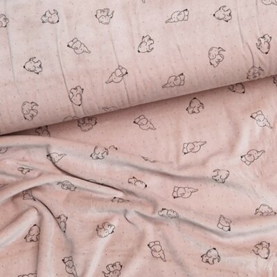 roze (dusty) Olifantjes katoenen VELVET (op=op)
