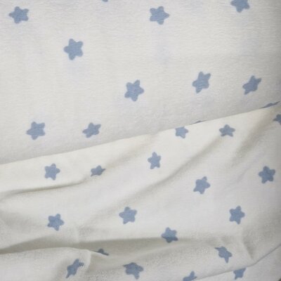 wit blauw (licht) Sterren badstof tricot (babybadstof) (op=op)