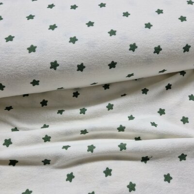 wit groen (army) Sterren badstof tricot (babybadstof) (op=op)