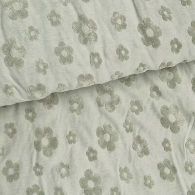 groen (olijf army) Bloemen badstof tricot (babybadstof)