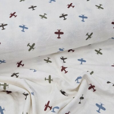 wit (off white) jeans blauw groen Vliegtuig badstof tricot (babybadstof) (op=op)