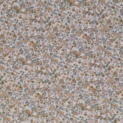 wit (off white) cacao perzik groen Trendy bloemen - digitaal poplin katoen (op=op) V