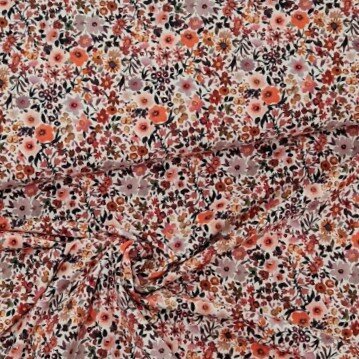  white (off white) pink-terracotta mauve peach Field flowers digital jersey