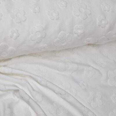 wit (off white) Bloemen badstof tricot (babybadstof) (op=op)