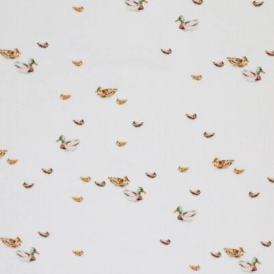wit (off white) cacao beige Eendjes - digitaal fijne katoenen Baby rib tricot SOFT (op=op)