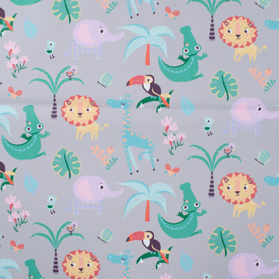 grijs camel groen gekleurde Jungle dieren regenjas stof (op=op)