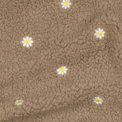 beige wit geel geborduurde bloemetjes broderie teddy borg