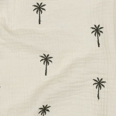 wit (natural) groen Palmboom - broderie hydrofiel (op=op)