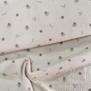 wit (natural) beige Bloempjes Biologische hydrofiel (op=op)