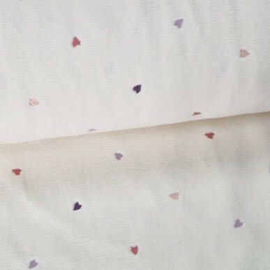 wit (off white) gekleurde geborduurde Hartjes broderie teddy borg