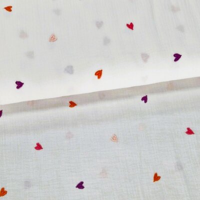 wit gekleurde Hartjes broderie hydrofiel