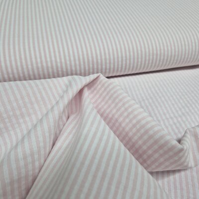 roze (licht) wit streepjes katoen Seersucker