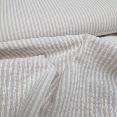 beige wit streepjes katoen Seersucker