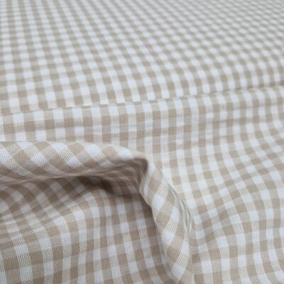 beige wit ruitjes katoen Seersucker (op=op)