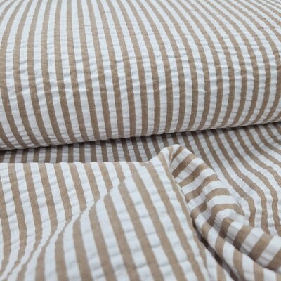 camel wit streepjes katoen Seersucker (op=op)