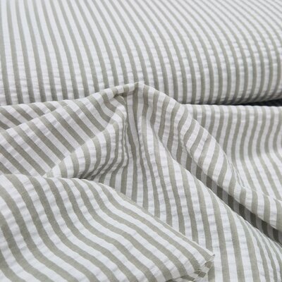 groen (olijf warm) wit streepjes polykatoen Seersucker (op=op)