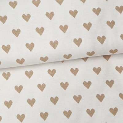 wit (off white) Goud Glitter Hartjes jacquard gebreide sweat stof (op=op)