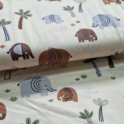 wit (off white) cacao grey beige dusty groen Jungle Dieren tricot (op=op)